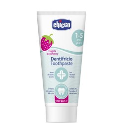 CHICCO Pasta z fluorem dla dzieci 12M+, smak truskawkowy z biowapniem i ksylitolem