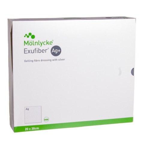 MÖLNLYCKE EXUFIBER AG 20×30 cm Opatrunek żelujący z włókien, antybakteryjny, 5 szt.
