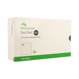 MÖLNLYCKE EXUFIBER AG 4,5×20 cm Opatrunek żelujący z włókien, przeciwbakteryjny, 10 szt.