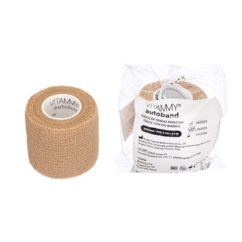 VITAMMY AUTOBAND BEŻOWY 5cm x 450cm Elastyczny bandaż kohezyjny samoprzylepny VITAMMY AUTOBAND BEŻOWY 5cm x 450cm Elastyczny bandaż kohezyjny samoprzylepny