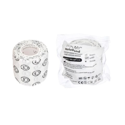 VITAMMY AUTOBAND BIAŁE BUŹKI 5cm x 450cm Elastyczny bandaż kohezyjny samoprzylepny VITAMMY AUTOBAND BIAŁE BUŹKI 5cm x 450cm Elastyczny bandaż kohezyjny samoprzylepny
