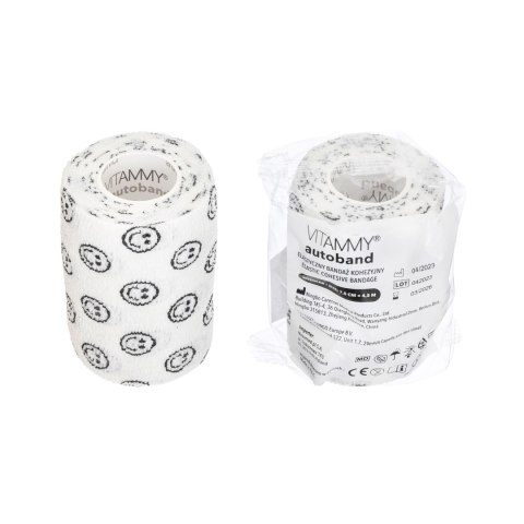 VITAMMY AUTOBAND BIAŁE BUŹKI 7,5cm x 450cm Elastyczny bandaż kohezyjny samoprzylepny VITAMMY AUTOBAND BIAŁE BUŹKI 7,5cm x 450cm Elastyczny bandaż kohezyjny samoprzylepny