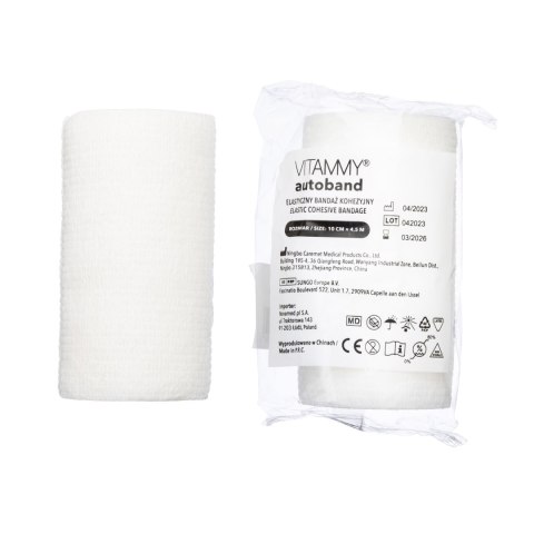 VITAMMY AUTOBAND BIAŁY 10cm x 450cm Elastyczny bandaż kohezyjny samoprzylepny VITAMMY AUTOBAND BIAŁY 10cm x 450cm Elastyczny bandaż kohezyjny samoprzylepny