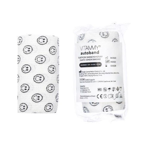 VITAMMY AUTOBAND BUŹKI BIAŁE 10cm x 450cm Elastyczny bandaż kohezyjny samoprzylepny VITAMMY AUTOBAND BUŹKI BIAŁE 10cm x 450cm Elastyczny bandaż kohezyjny samoprzylepny