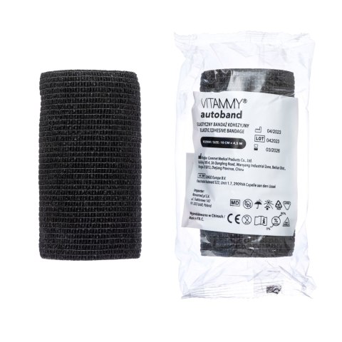 VITAMMY AUTOBAND CZARNY 10cm x 450cm Elastyczny bandaż kohezyjny samoprzylepny VITAMMY AUTOBAND CZARNY 10cm x 450cm Elastyczny bandaż kohezyjny samoprzylepny
