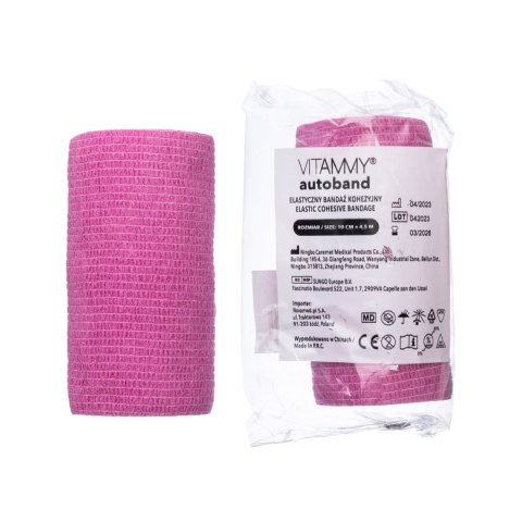 VITAMMY AUTOBAND RÓŻOWY 10cm x 450cm Elastyczny bandaż kohezyjny samoprzylepny VITAMMY AUTOBAND RÓŻOWY 10cm x 450cm Elastyczny bandaż kohezyjny samoprzylepny