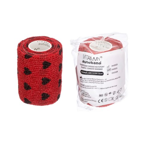 VITAMMY AUTOBAND SERDUSZKA CZARNE 7,5cmx450cm Elastyczny bandaż kohezyjny samoprzylepny VITAMMY AUTOBAND SERDUSZKA CZARNE 7,5cmx450cm Elastyczny bandaż kohezyjny samoprzylepny