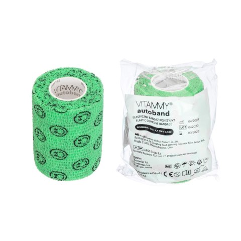 VITAMMY AUTOBAND ZIEL. BUŹKI 7,5cm x 450cm Elastyczny bandaż kohezyjny samoprzylepny VITAMMY AUTOBAND ZIEL. BUŹKI 7,5cm x 450cm Elastyczny bandaż kohezyjny samoprzylepny