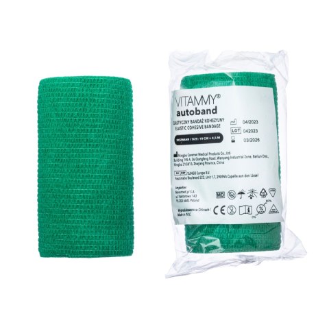 VITAMMY AUTOBAND ZIELONY 10cm x 450cm Elastyczny bandaż kohezyjny samoprzylepny VITAMMY AUTOBAND ZIELONY 10cm x 450cm Elastyczny bandaż kohezyjny samoprzylepny
