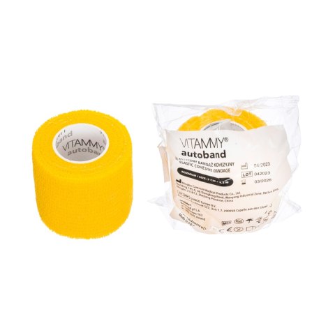 VITAMMY AUTOBAND ŻÓŁTY 5cm x 450cm Elastyczny bandaż kohezyjny samoprzylepny VITAMMY AUTOBAND ŻÓŁTY 5cm x 450cm Elastyczny bandaż kohezyjny samoprzylepny
