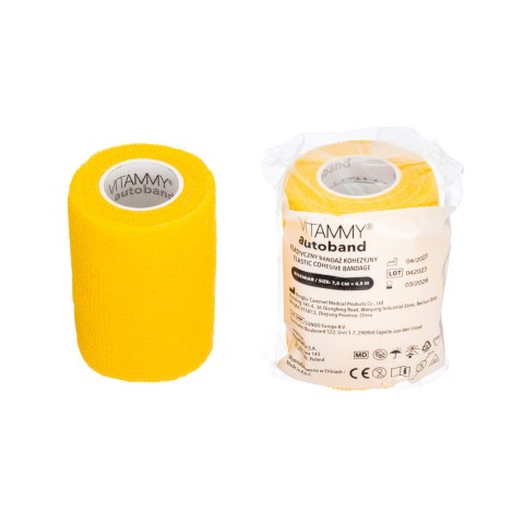 VITAMMY AUTOBAND ŻÓŁTY 7,5cm x 450cm Elastyczny bandaż kohezyjny samoprzylepny VITAMMY AUTOBAND ŻÓŁTY 7,5cm x 450cm Elastyczny bandaż kohezyjny samoprzylepny