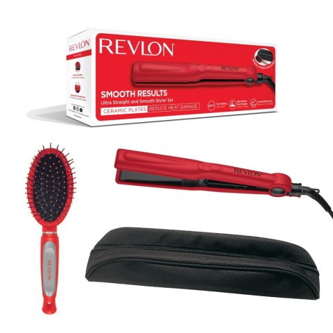 REVLON RVST2176 Zestaw do stylizacji włosów, prostownica ceramiczna + szczotka