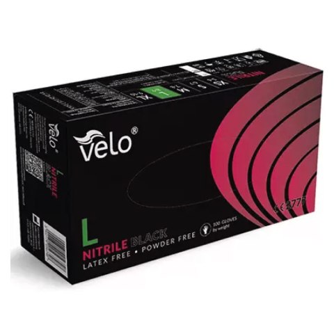 VELO NITRILE BLACK L Rękawice nitrylowe bezpudrowe, czarne, 100 szt.