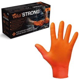 VELO STRONG GRIP XL POMARAŃCZOWE Rękawice nitrylowe robocze z gripem, 50 szt.