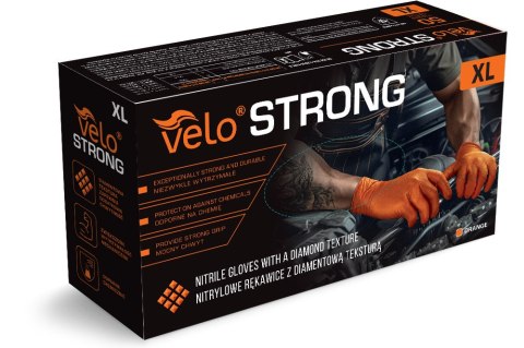 VELO STRONG GRIP XL POMARAŃCZOWE Rękawice nitrylowe robocze z gripem, 50 szt. VELO STRONG GRIP XL POMARAŃCZOWE Rękawice nitrylowe robocze z gripem, 50 szt.