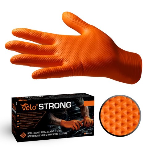 VELO STRONG GRIP XL POMARAŃCZOWE Rękawice nitrylowe robocze z gripem, 50 szt. VELO STRONG GRIP XL POMARAŃCZOWE Rękawice nitrylowe robocze z gripem, 50 szt.