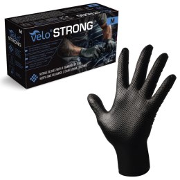 VELO STRONG GRIP M CZARNE Rękawice nitrylowe robocze z gripem, 50 szt.