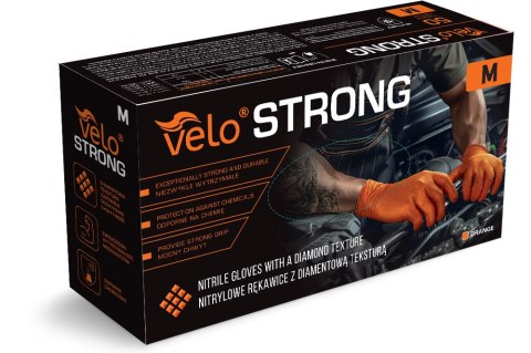 VELO STRONG GRIP M POMARAŃCZOWE Rękawice nitrylowe robocze z gripem, 50 szt. VELO STRONG GRIP M POMARAŃCZOWE Rękawice nitrylowe robocze z gripem, 50 szt.