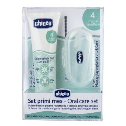CHICCO 0M+ Zestaw na ząbkowanie żel + szczoteczka na palec, etui, bez smaku