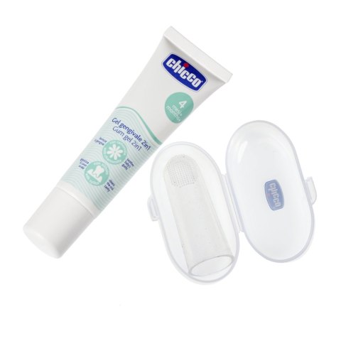 CHICCO 0M+ Zestaw na ząbkowanie żel + szczoteczka na palec, etui, bez smaku CHICCO 0M+ Zestaw na ząbkowanie żel + szczoteczka na palec, etui, bez smaku