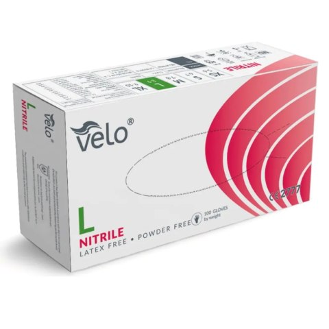 VELO NITRILE BLUE L Rękawice nitrylowe zabiegowe bezpudrowe, niebieskie, 100 szt. VELO NITRILE BLUE L Rękawice nitrylowe zabiegowe bezpudrowe, niebieskie, 100 szt.