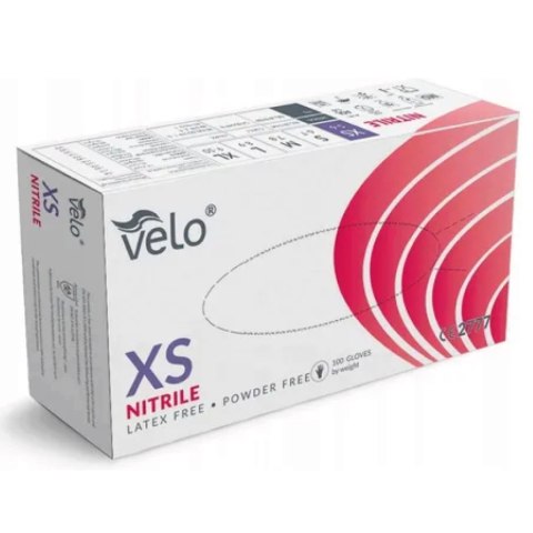 VELO NITRILE BLUE XS Rękawice nitrylowe zabiegowe bezpudrowe, niebieskie, 100 szt. VELO NITRILE BLUE XS Rękawice nitrylowe zabiegowe bezpudrowe, niebieskie, 100 szt.