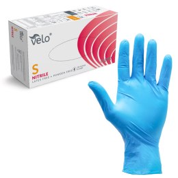 VELO NITRILE BLUE S Rękawice nitrylowe zabiegowe bezpudrowe, niebieskie, 100 szt.