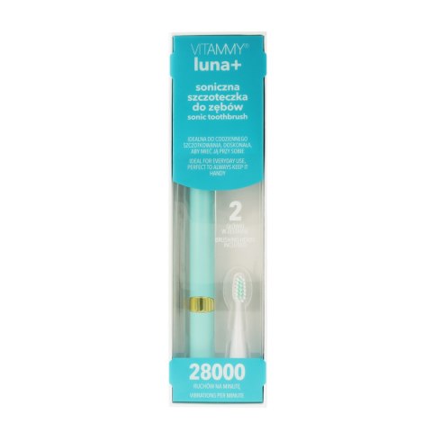 VITAMMY LUNA+ TURKUSOWA Szczoteczka soniczna do zębów, kompaktowa, etui VITAMMY LUNA+ TURKUSOWA Szczoteczka soniczna do zębów, kompaktowa, etui