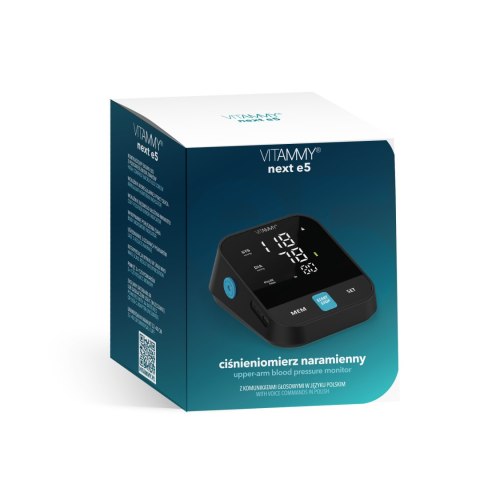 VITAMMY NEXT E5 Ciśnieniomierz elektroniczny naramienny, mówi po polsku, etui, zasilacz VITAMMY NEXT E5 Ciśnieniomierz elektroniczny naramienny, mówi po polsku, etui, zasilacz