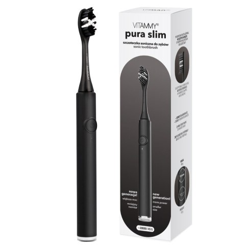 VITAMMY PURA SLIM CZARNA Szczoteczka soniczna do zębów nowej generacji, ultralekka