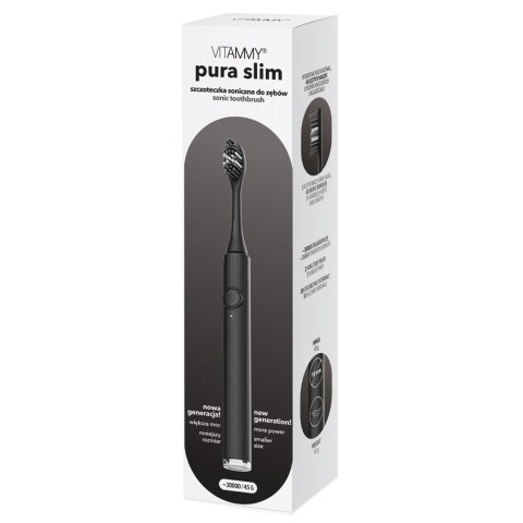 VITAMMY PURA SLIM CZARNA Szczoteczka soniczna do zębów nowej generacji, ultralekka