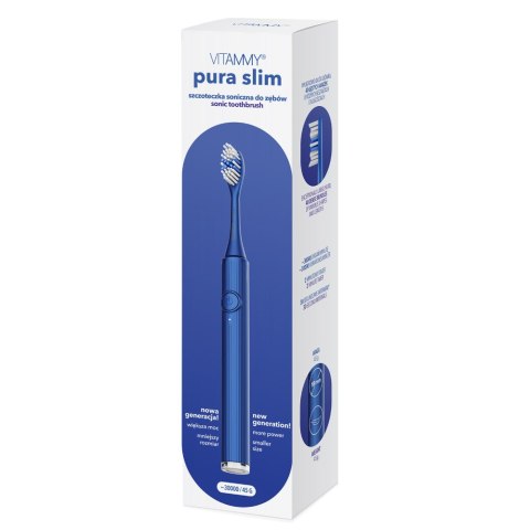 VITAMMY PURA SLIM NIEBIESKA Szczoteczka soniczna do zębów nowej generacji, ultralekka VITAMMY PURA SLIM NIEBIESKA Szczoteczka soniczna do zębów nowej generacji, ultralekka