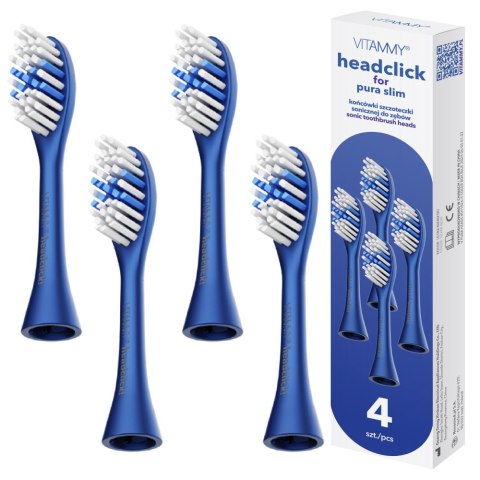 VITAMMY PURA SLIM NIEBIESKIE Końcówki do szczoteczki, system headclick, 4 szt. VITAMMY PURA SLIM NIEBIESKIE Końcówki do szczoteczki, system headclick, 4 szt.