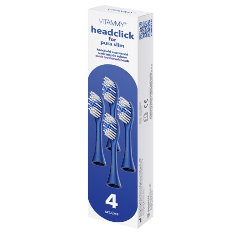 VITAMMY PURA SLIM NIEBIESKIE Końcówki do szczoteczki, system headclick, 4 szt. VITAMMY PURA SLIM NIEBIESKIE Końcówki do szczoteczki, system headclick, 4 szt.
