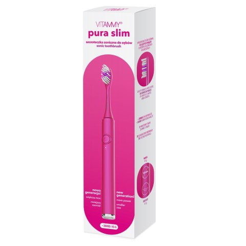 VITAMMY PURA SLIM RÓŻOWA Szczoteczka soniczna do zębów nowej generacji, ultralekka VITAMMY PURA SLIM RÓŻOWA Szczoteczka soniczna do zębów nowej generacji, ultralekka