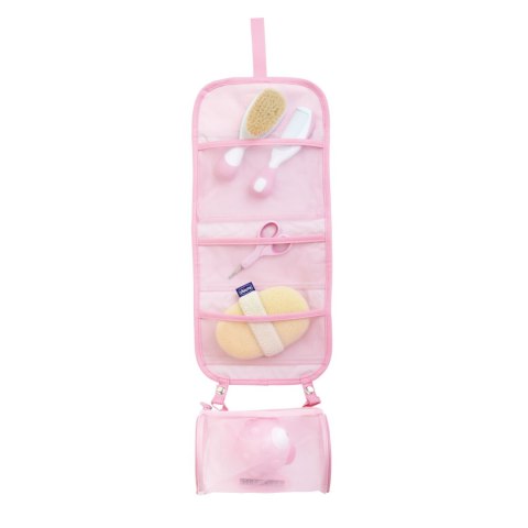 CHICCO 0M+ Zestaw kąpielowy w etui, różowy, szczotka, gąbka, termometr CHICCO 0M+ Zestaw kąpielowy w etui, różowy, szczotka, gąbka, termometr