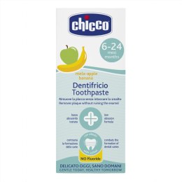 CHICCO 6M+ Pasta bez fluoru dla dzieci, jabłkowo-bananowa, z ksylitolem i biowapniem