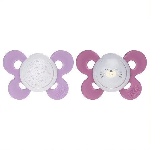 CHICCO PHYSIO COMFORT 16M+ Smoczek uspokajający, silikonowy, świecący, różowy
