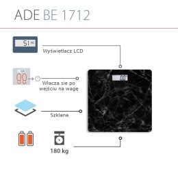 ADE BE1712 AURORA CZARNY Waga łazienkowa marmurowa, cyfrowa, 180 kg
