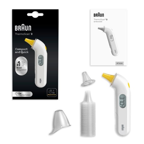 BRAUN IRT3030 THERMOSCAN® 3 Termometr elektroniczny do ucha dla dzieci i noworodków BRAUN IRT3030 THERMOSCAN® 3 Termometr elektroniczny do ucha dla dzieci i noworodków