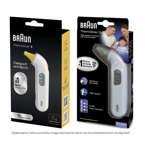 BRAUN IRT3030 THERMOSCAN® 3 Termometr elektroniczny do ucha dla dzieci i noworodków BRAUN IRT3030 THERMOSCAN® 3 Termometr elektroniczny do ucha dla dzieci i noworodków