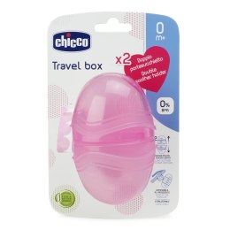 CHICCO Etui podwójne do smoczka, różowe, dwukomorowe, do sterylizacji, z rzepem