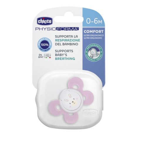 CHICCO PHYSIO COMFORT 0M+ RÓŻOWY Smoczek uspokajający silikonowy, 1 szt. CHICCO PHYSIO COMFORT 0M+ RÓŻOWY Smoczek uspokajający silikonowy, 1 szt.
