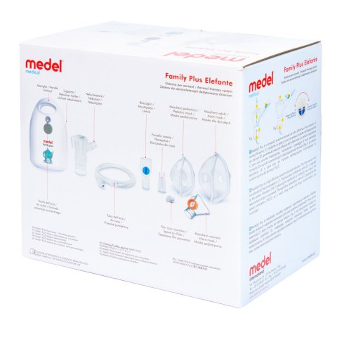 MEDEL FAMILY PLUS ELEFANTE Inhalator tłokowy dla dzieci z trzema maskami MEDEL FAMILY PLUS ELEFANTE Inhalator tłokowy dla dzieci z trzema maskami
