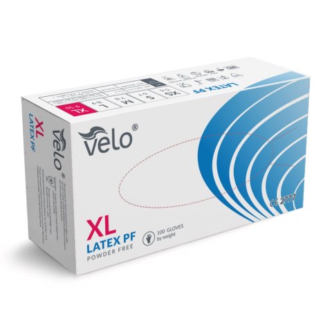 VELO LATEX PF XL Rękawiczki lateksowe bezpudrowe, niesterylne, 100 szt. VELO LATEX PF XL Rękawiczki lateksowe bezpudrowe, niesterylne, 100 szt.