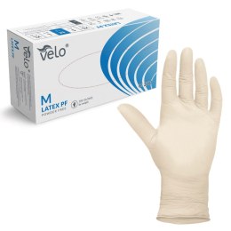VELO LATEX PF M Rękawice lateksowe bezpudrowe diagnostyczne, 100 szt.