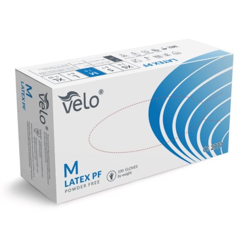 VELO LATEX PF M Rękawice lateksowe bezpudrowe diagnostyczne, 100 szt. VELO LATEX PF M Rękawice lateksowe bezpudrowe diagnostyczne, 100 szt.
