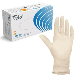 VELO LATEX PF S Rękawice lateksowe bezpudrowe diagnostyczne, 100 szt.