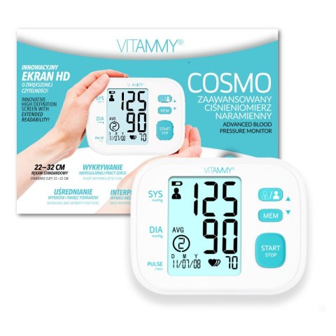 VITAMMY COSMO Ciśnieniomierz naramienny z IHB, z dużym wyświetlaczem i IHB VITAMMY COSMO Ciśnieniomierz naramienny z IHB, z dużym wyświetlaczem i IHB
