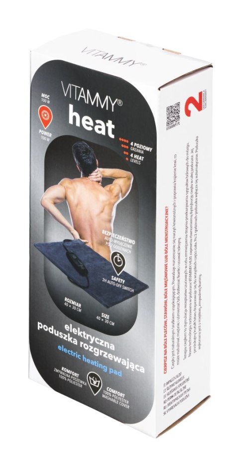 VITAMMY HEAT GREY BLACK Elektryczna poduszka rozgrzewająca z regulacją temperatury